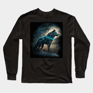 Wolf with teal spark Long Sleeve T-Shirt